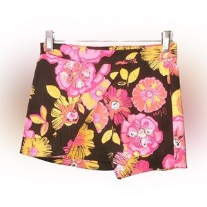 Gloss floral Y2K vibrant stretch waist asymmetrical size 12 youth mini skirt New